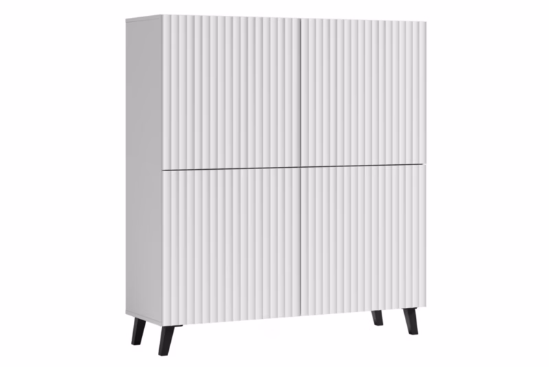 Komoda RTV MINIO go for it LOKET H 120cm, biały/biały MDF wzór M9, 1 szt.