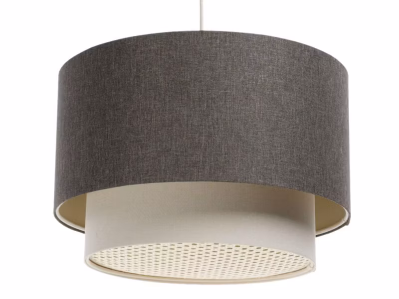 Lampa Bps Koncept wisząca ERUTAN DOUBLE RATTAN 60 szara/kremowa 1 szt
