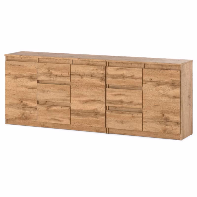 Komoda Hurtownia-Mebli Szuflady 6 Best Agnes 200cm Dąb Wotan Dąb Wotan 200x35x75 cm 1szt.