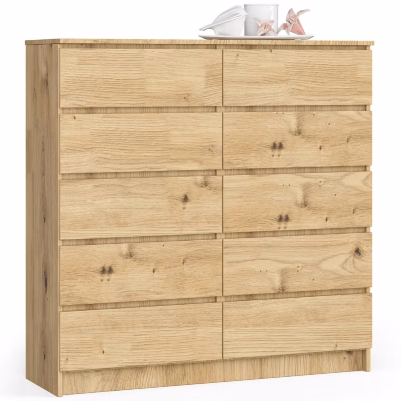 Komoda Akord K120 Dąb Artisan 120 cm 10 szuflad kolor Dąb Artisan mat 120x40x121 cm 1 szt.