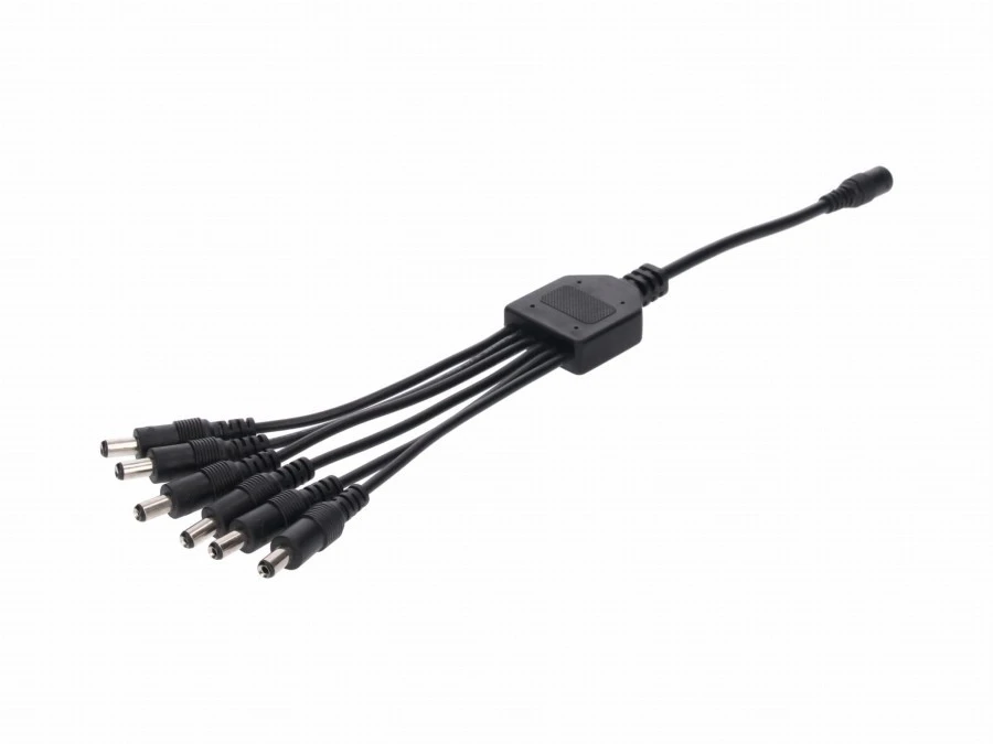 Rozgałęźnik DC 5.5X2.1 6W‑1G czarny 24cm 22/20awg