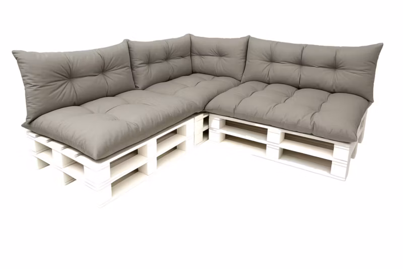 Komplet 7sztuk poduszek ogrodowych na palety Setagrden 3x120x60cm /3x120x40cm+60x40cm,szare dwustronne poduszki ogrdowe, 1szt