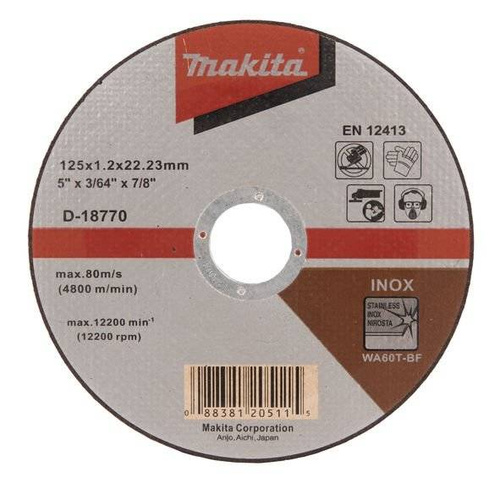 Tarcza tnąca INOX 125×1,2mm WA60T D-18770 Makita