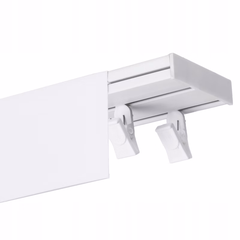 Karnisz sufitowy Naokienko podwójny z maskownicą pcv 220cm, biała szyna dwutorowa 1 kpl.