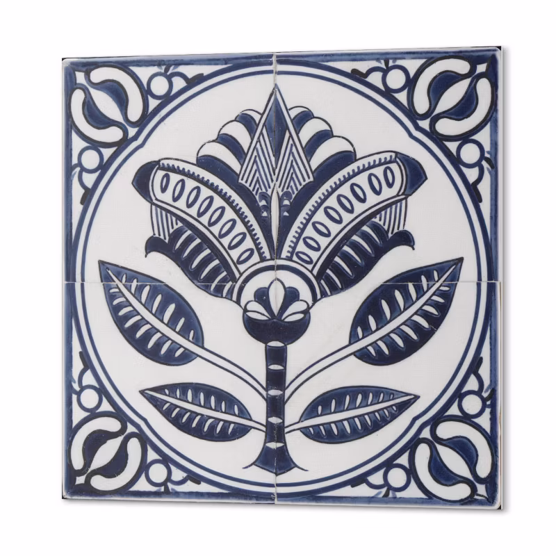 Komplet Kafelków Samoprzylepnych ArtPrintCave 30×30 cm Kwiatowy wzór ceramiczny 9 szt.