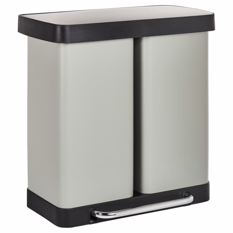 Kosz na śmieci z pedałem dwukomorowy 60 L Ecosort Metal Jasnozielony 1 szt.