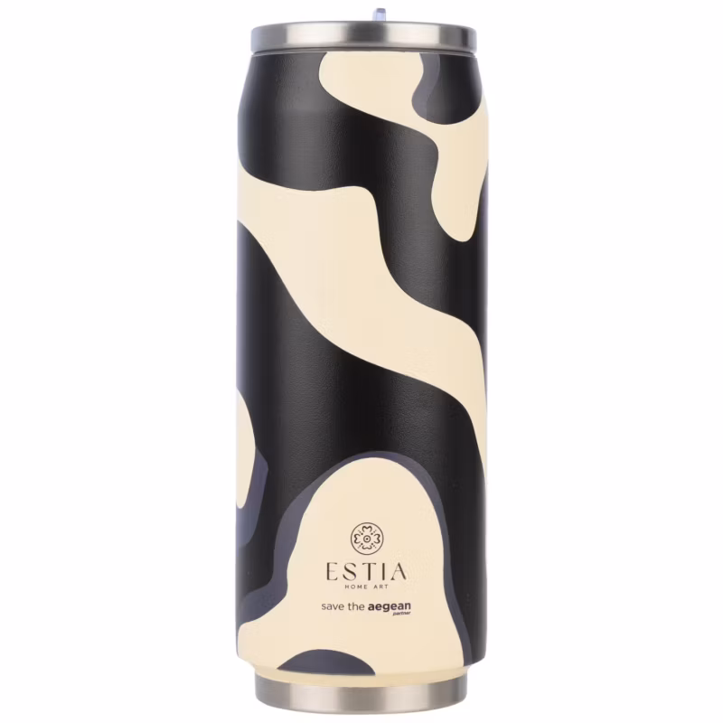 Kubek Termiczny Ze Słomką Bold Drift Estia Stal Nierdzewna Kremowy Czarny 500 Ml 1 Szt.
