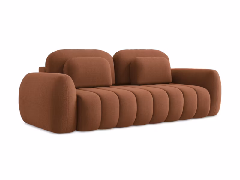 Kanapa 3-osobowa z funkcją spania LaMiaSofa GINOSA z tkaniny bouclé 266×121 cm terakota 1 szt.