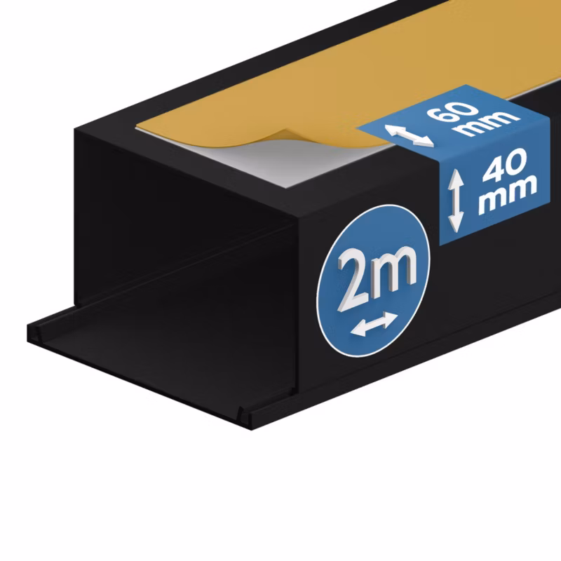 Kanał elektroinstalacyjny Edo samoprzylepny 60/40 2m Ciemny Antracyt 1 szt.