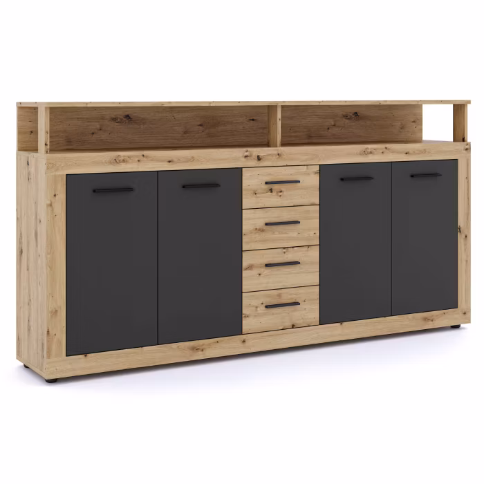 Komoda z Szufladami Duża BLAGO Mebel Elite Dąb Artisian Czarny 1 szt