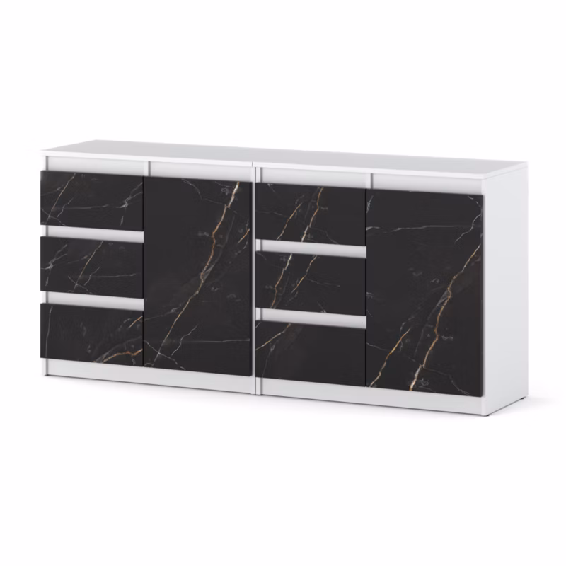 Komoda Hurtownia-Mebli Szuflady 6 Agna Mini 160cm Biały Mat San Sebastian 160x35x75 cm 1szt.