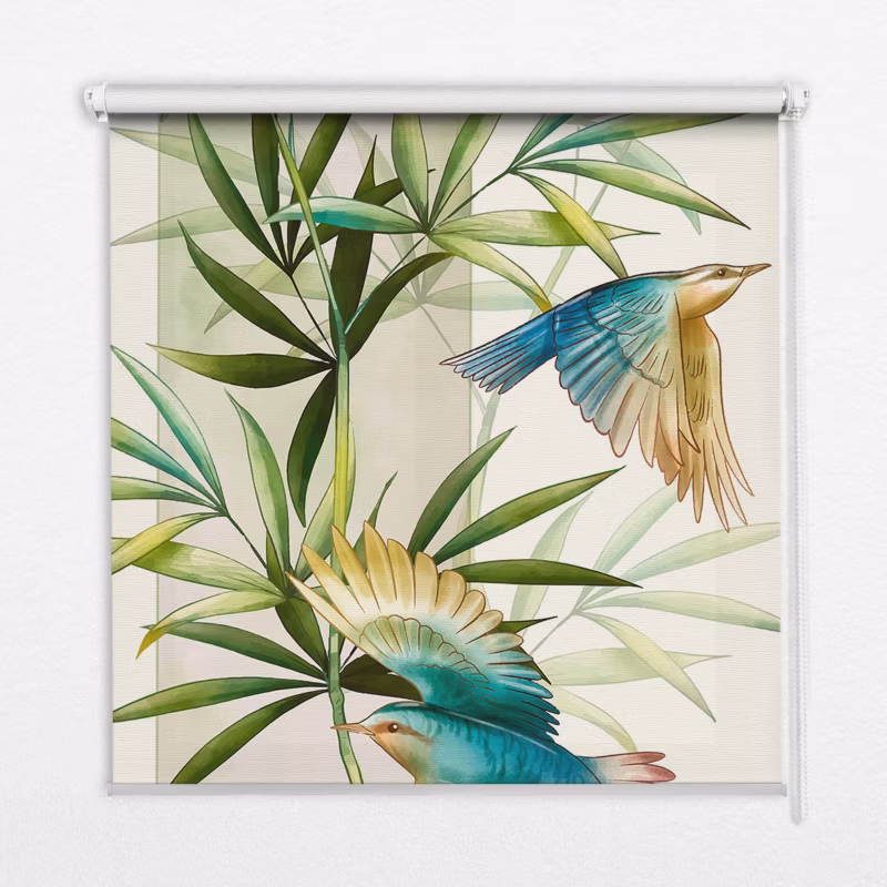 Roleta Do Okien Tulup 130×140 cm Ptaki W Liściach Montaż do ściany/sufitu 1 szt.