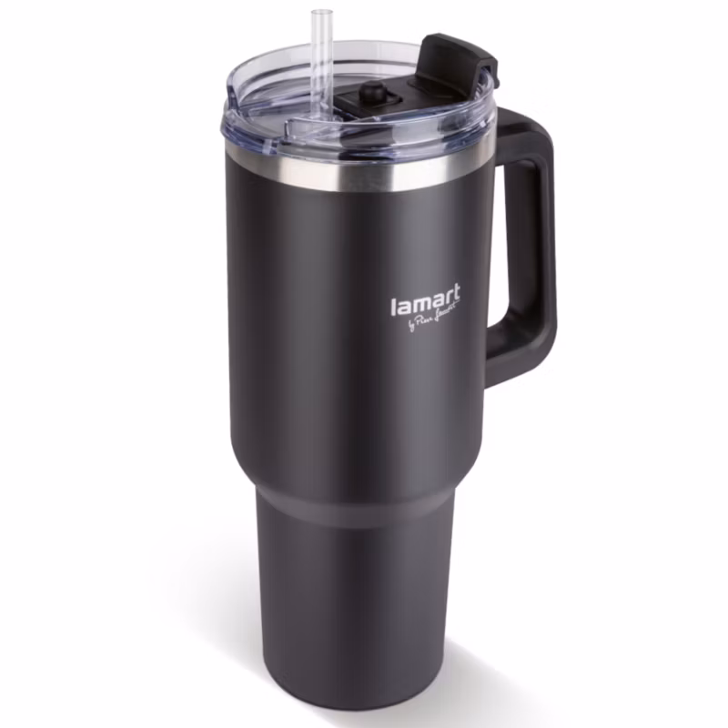 Kubek Termiczny Ze Słomką Lamart LT4091 Czarny 900 ml Stal Nierdzewna 1szt