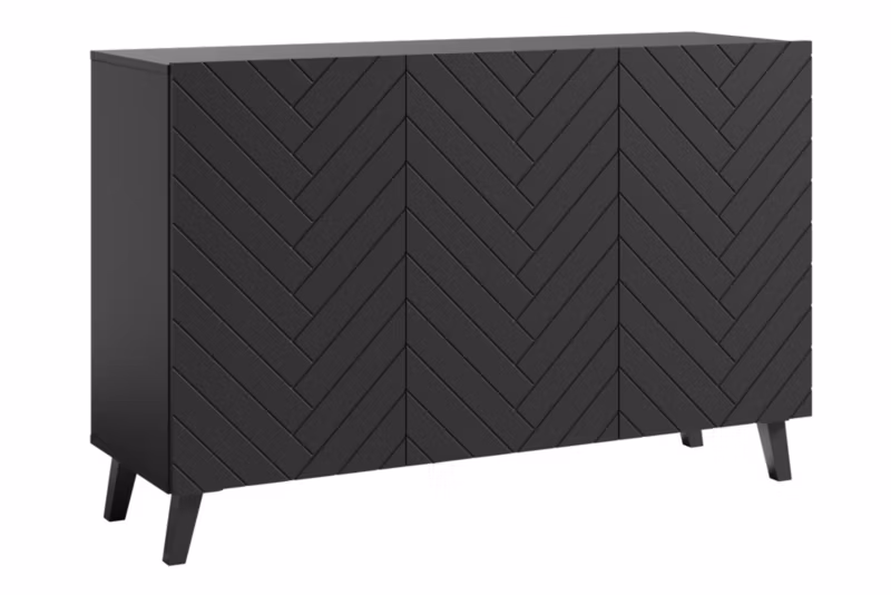 Komoda RTV MINIO go for it LOKET S 120cm, czarny/czarny MDF wzór M3, 1 szt.