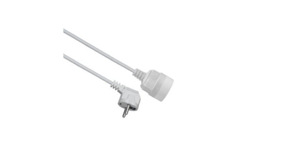 Przedłużacz 1-gniazdowy, 5m, 3×1,0mm OWY biały 28213
