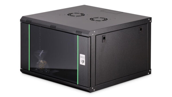 Szafa sieciowa wisząca Dynamic 19 7U rack 600×600, drzwi szyba, czarny, niezłożona, 60kg DN-37103