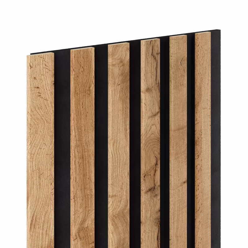 Lamele ścienne na czarnym filcu 6L Marbet Design WOODLINE SLIM 270×30 cm Dąb Wotan 4 szt.