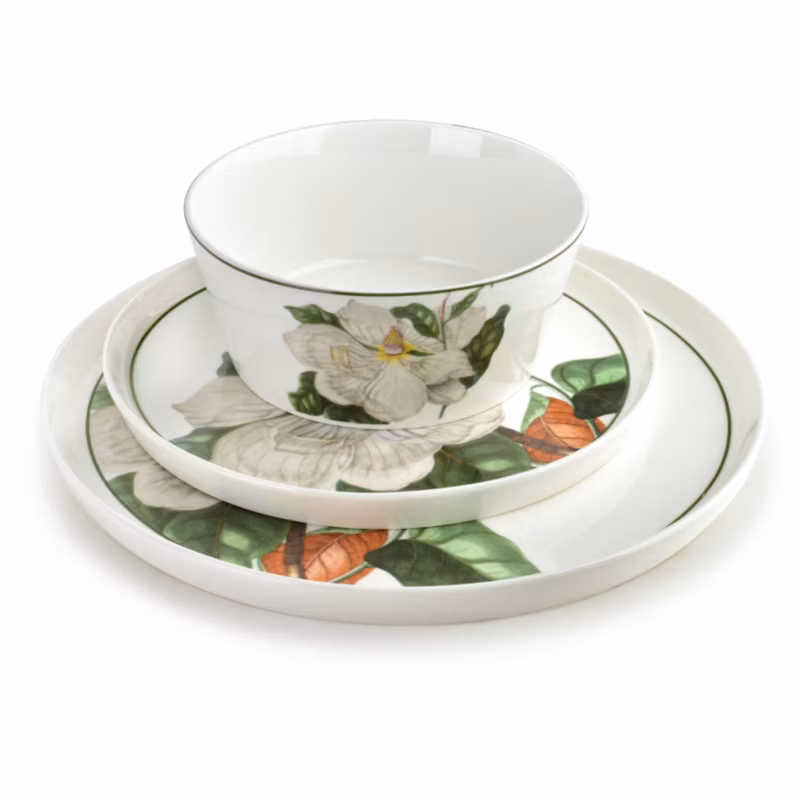 Komplet obiadowy porcelanowy MONDEX LEATREE Magn. 26/21/15 biały 18el kpl