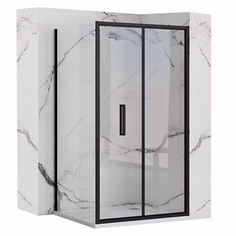 Kabina Prysznicowa Narożna Rea Rapid Fold 100X80X195Cm Czarny 1 Szt
