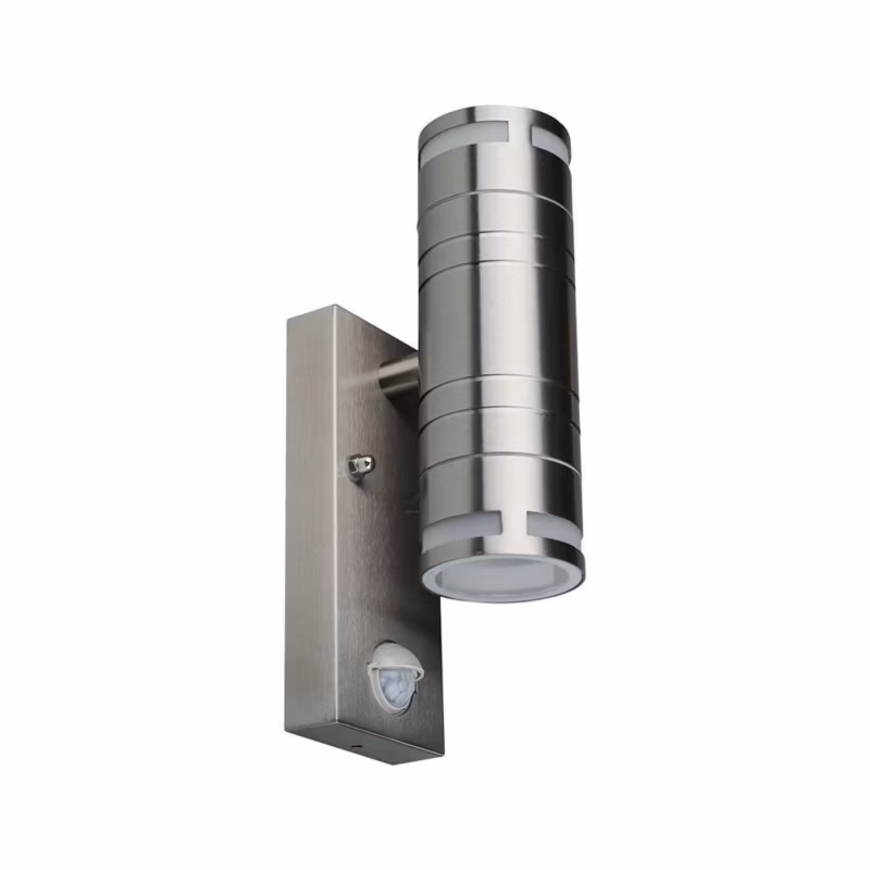 Kinkiet zewnętrzny z czujnikiem V-TAC Vt-7632S srebrny 2 x GU10 x IP44 wym: 21,5 x 6 x 11 cm – 1 szt.
