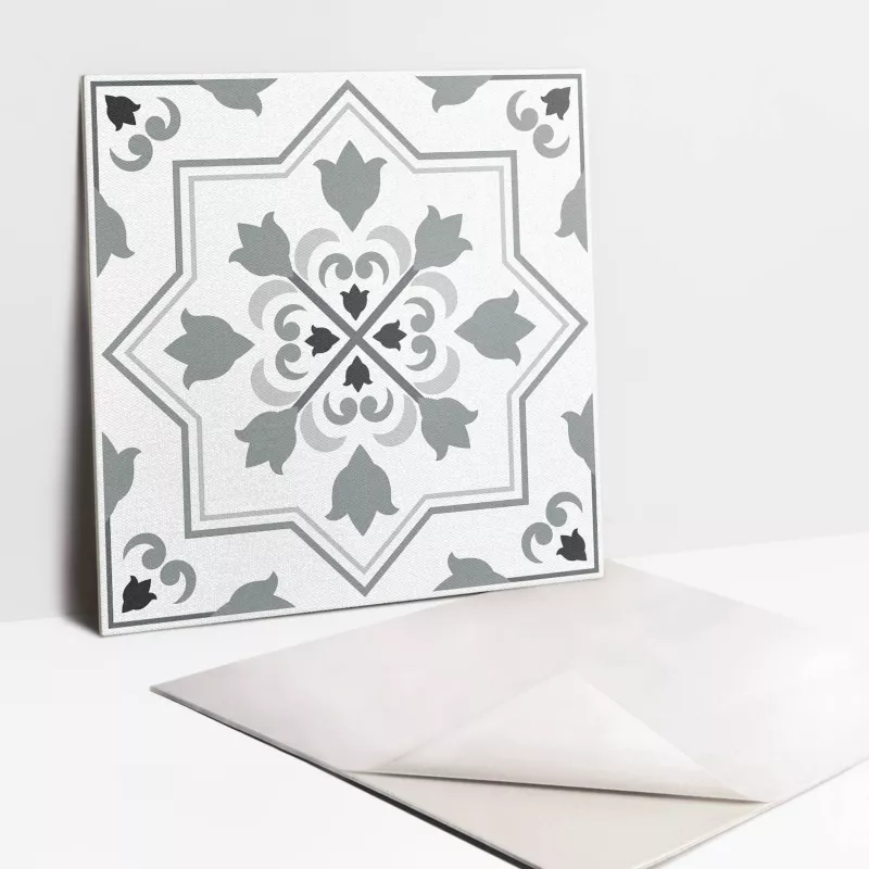 Kafelki samoprzylepne Tulup Szary ornament 30×30 cm 9 szt.
