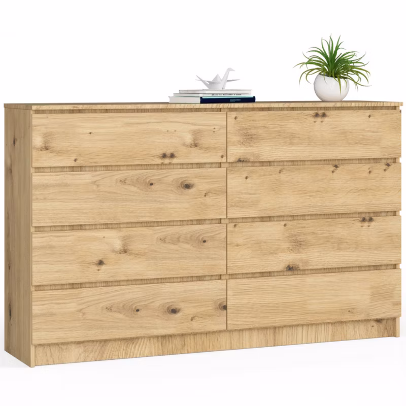 Komoda Akord K160 Dąb Artisan 160 cm 8 szuflad kolor Dąb Artisan mat 160x40x99 cm 1 szt.