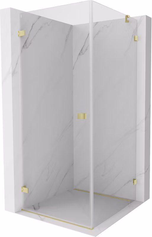 Kabina prysznicowa uchylna Mexen Lunar-B złota 100×100 cm 1 szt.