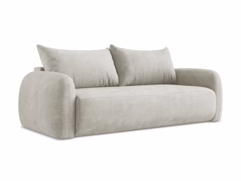 Kanapa 3-osobowa z funkcją spania LaMiaSofa Amalfi z tkaniny szenilowej 250×112 cm perłowy 1 szt.