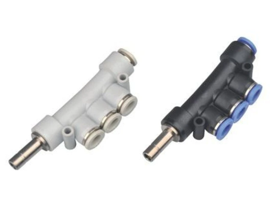 Rozdzielacz pneumatyczny wtykowy wielosegmentowy wtyk 10 mm pod wąż fi 3×6 mm