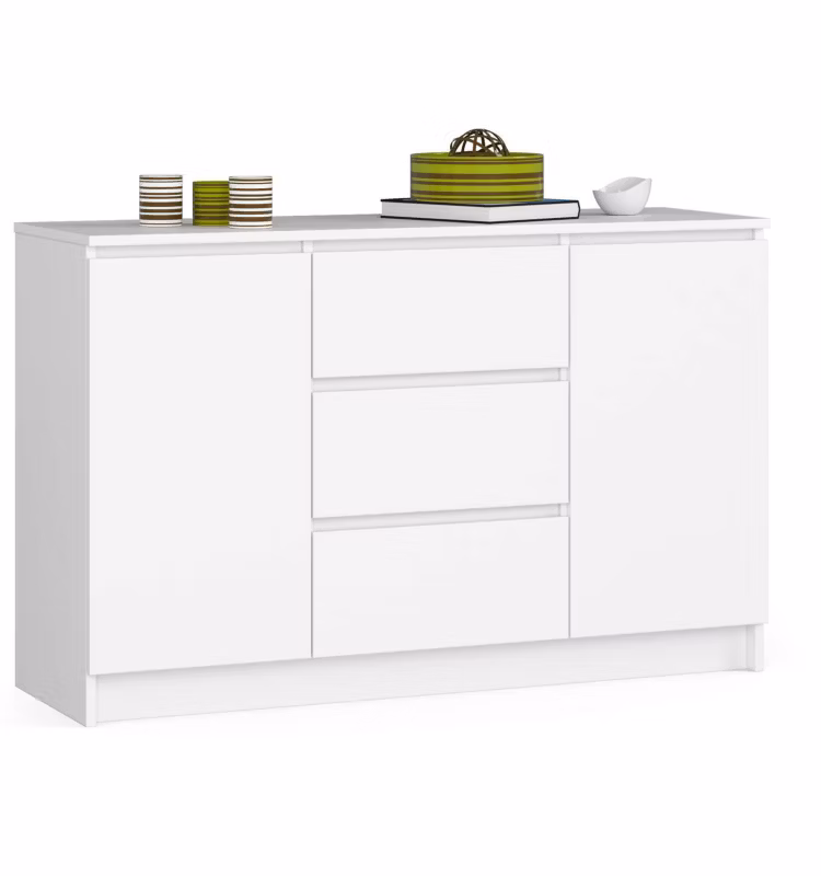 Komoda Akord K016 Biała 120 cm 2 drzwi 3 szuflady kolor Biały mat 4 półki 120x40x77 cm 1 szt.