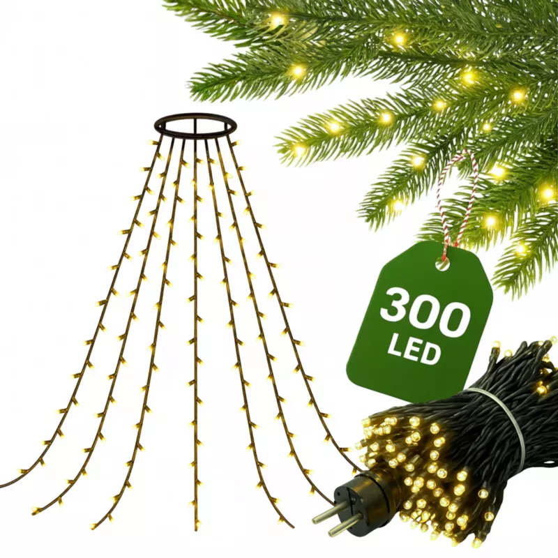 Kurtyna Świetlna Kamai Lampki Na Choinkę 300 lampek LED 12 Pasm – 1 szt.