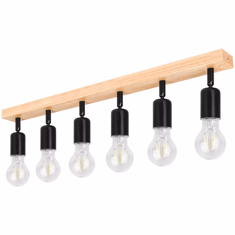 Kinkiet E27 LED MasterLED Eos ruchomy x6 130cm IP20 czarny drewno lampa światło 1 szt.