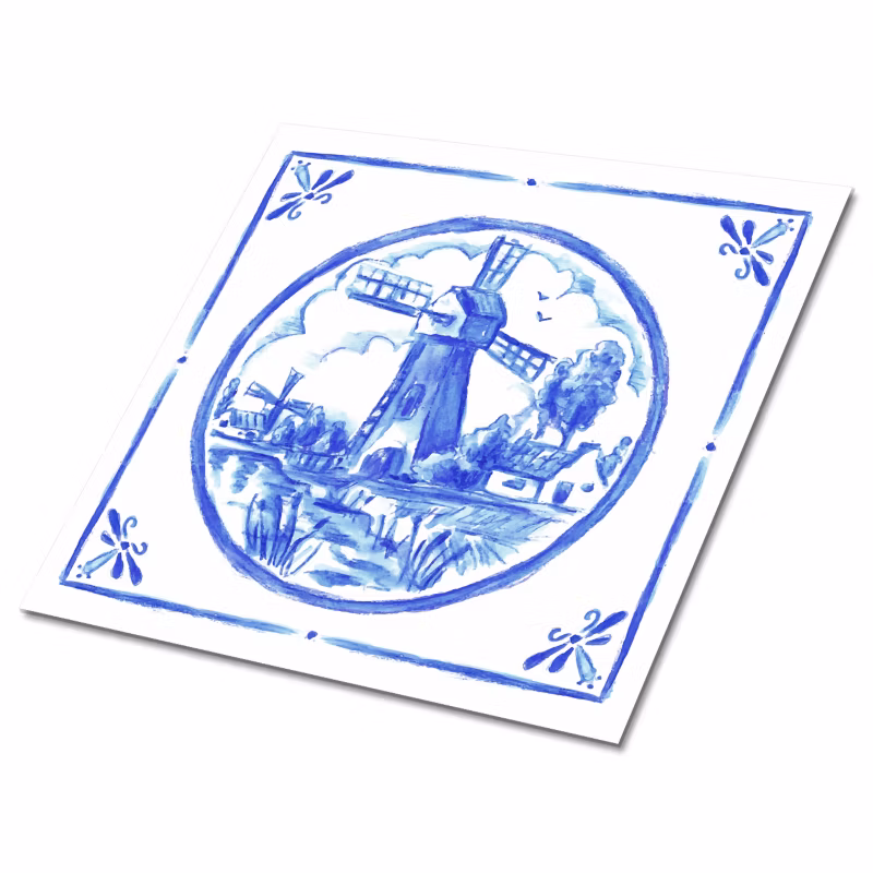 Kafelki samoprzylepne Tulup 30×30 cm Wiatrak w stylu Azulejos 9 szt.