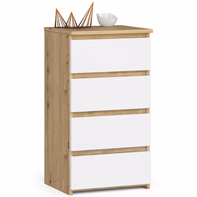 Komoda Akord CL4 Dąb Artisan 40 cm 4 szuflady kolor Biały mat 40x35x74 cm 1 szt.