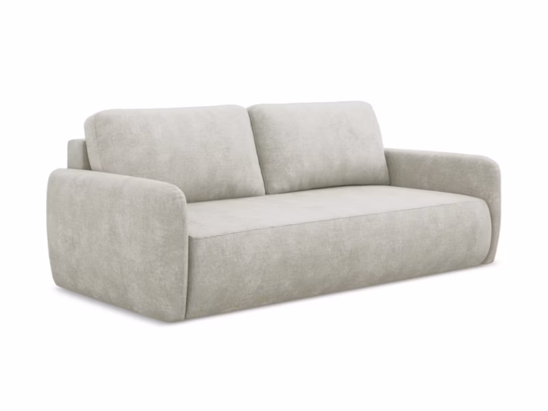 Kanapa 3-osobowa z funkcją spania LaMiaSofa CORLE z tkaniny szenilowej 218×102 cm perłowy 1 szt.