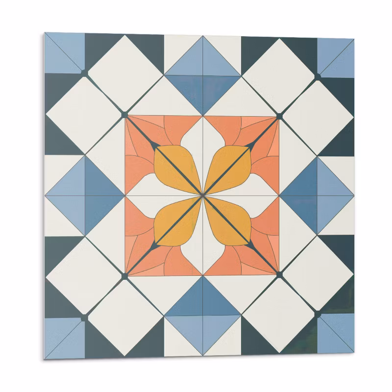 Kafelki samoprzylepne Wallfluent 20×20 cm Stylowe kwiaty w geometrycznej kompozycji 20 szt.