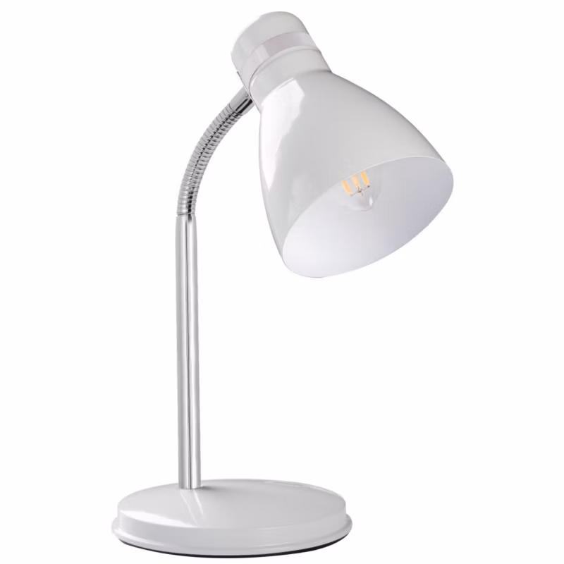Lampa biurkowa Kanlux Zara biała chromowana 1 x E14 x 10W IP20 wym: 29.5 x 14.7 x 14.7 cm metal – 1 szt.