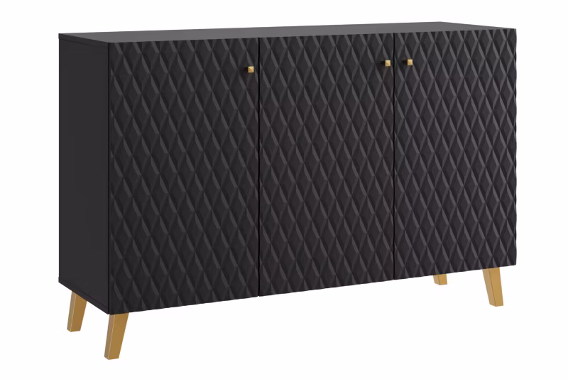 Komoda RTV MINIO go for it LOKET S 120cm, czarny/czarny MDF wzór M10, 1 szt.