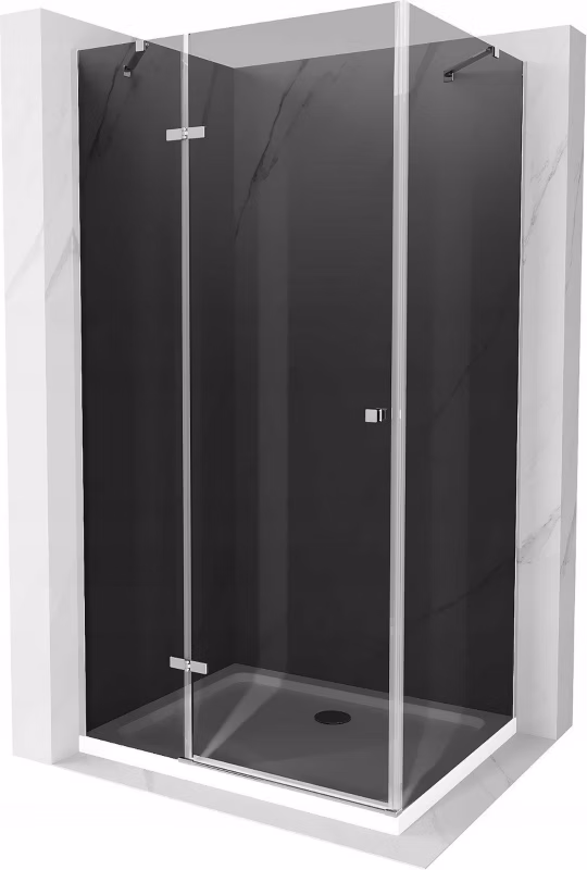 Kabina prysznicowa Mexen Roma uchylna 110 x 100 cm grafit chrom + brodzik Flat biały 1 szt.