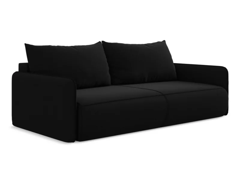Kanapa 3-osobowa z funkcją spania LaMiaSofa PALERMO z tkaniny welwetowej 216×105 cm czarny 1 szt.