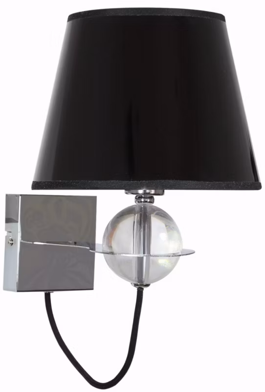 Kinkiet ścienny Candellux Tesoro chromowany przezroczysty-czarny 1 x E14 x 40W IP20 wym: 33 x 22 x 27 cm – 1 szt.