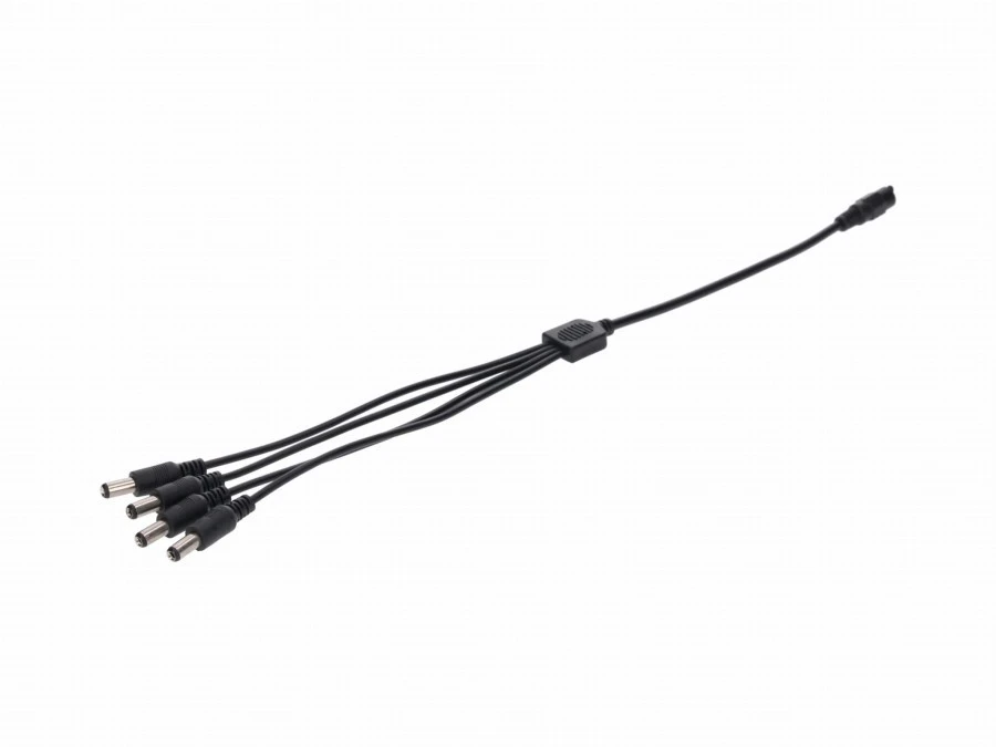 Rozgałęźnik DC 5.5X2.1 4W‑1G czarny 33cm 22/20awg