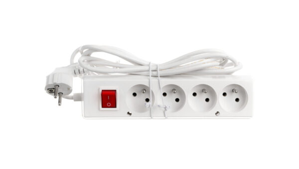 Przedłużacz z wyłącznikiem 4-gniazda z/u 10A 3m /OMY 3×1/ biały PS-470WS T-105950