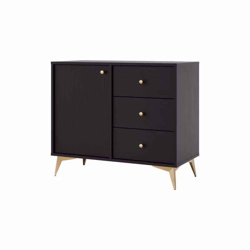 Komoda z szufladami Bonni Sakai 1 1F 3S T814 Czarny 1 szt.