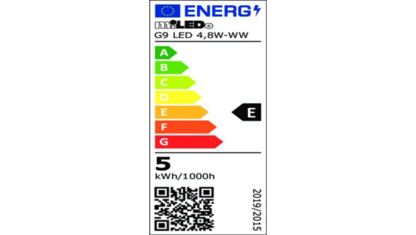 Żarówka LED G9 LED 4,8W-WW 600lm 3000K barwa ciepła kąt świecenia 320st. 31520