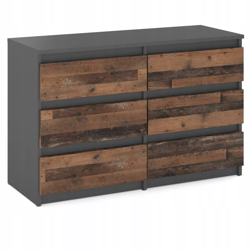 Komoda Z 6 Szufladami Stiv-Meble Szary Mat Vintage Old Szafka Rtv 100X33,5X71,5 Cm 1Szt.