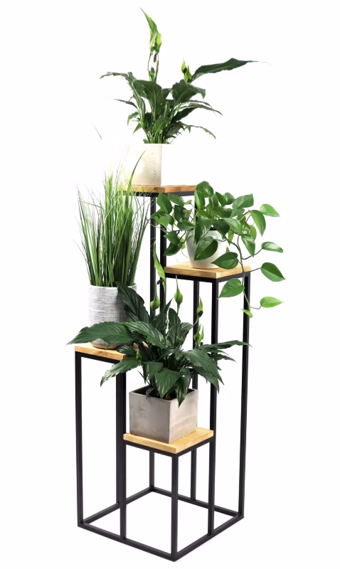 Kwietnik stojący JAKPOL stojak na 4 kwiaty Loft 112cm metalowy wysoki czarny 1 szt.