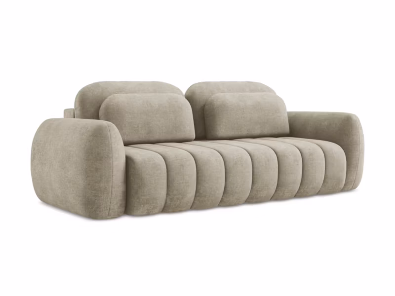 Kanapa 3-osobowa z funkcją spania LaMiaSofa GINOSA z tkaniny szenilowej 266×121 cm beżowy 1 szt.
