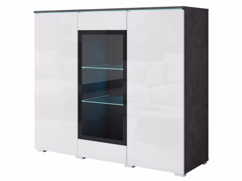 Komoda MINIO go for it VEVE 120 matera/biały połysk z oświetleniem LED 1 szt.
