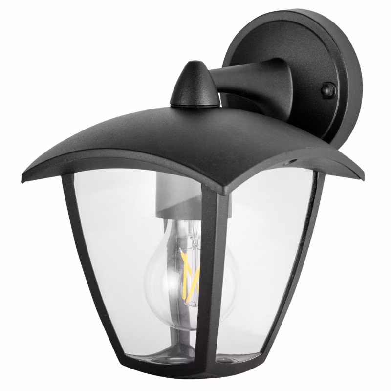 Kinkiet ścienny zewnętrzny Polux Igma czarny mat 1 x E27 x 12W IP44 wym: 23,5 x 15,5 x 19,5 cm – 1 szt.